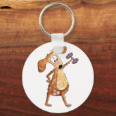 Porte-clés Mélange Whimsical Brown Chien Poids de levage (Recto)