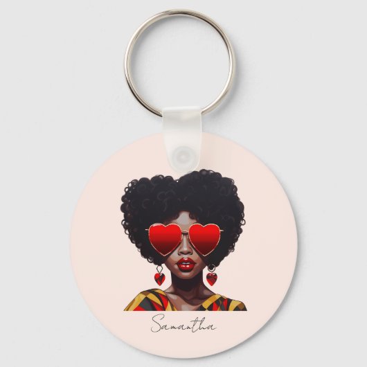 Porte-clés Melanin Magic : Black Queen Rocking Heart Shades (Recto)