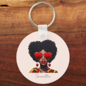 Porte-clés Melanin Magic : Black Queen Rocking Heart Shades (Recto)