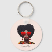 Porte-clés Melanin Magic : Black Queen Rocking Heart Shades (Verso)