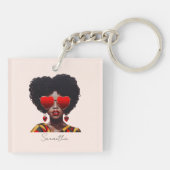 Porte-clés Melanin Magic : Black Queen Rocking Heart Shades (Dos)