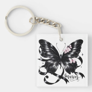 Porte-clés Melanoma Survivor - Papillon noir