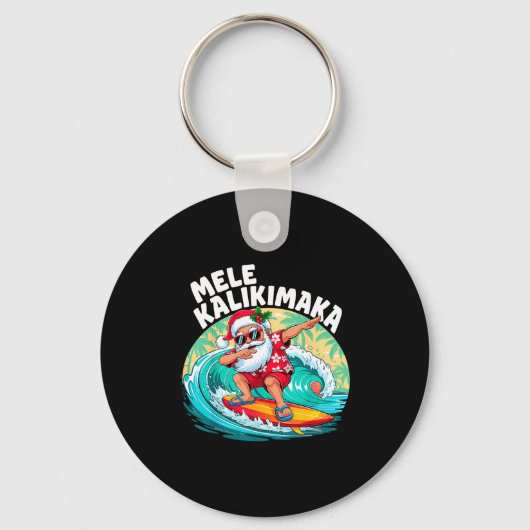 Porte-clés Mele Kalikimaka Hawaiian Christmas Santa Surfing B (Recto)