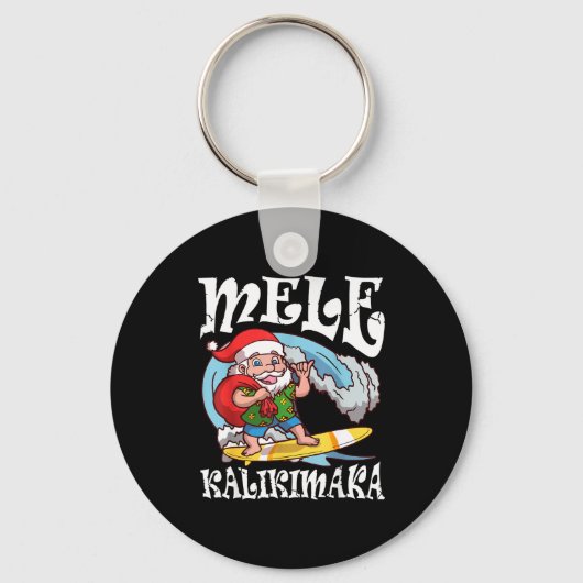Porte-clés Mele Kalikimaka Santa Surfing Hawaii Christmas  (Recto)