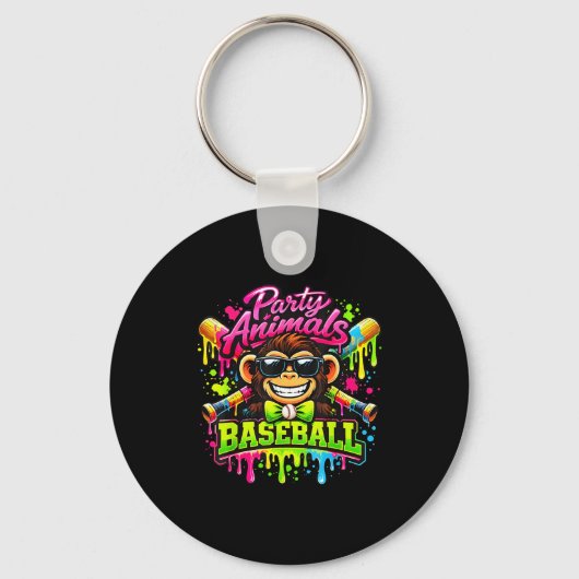 Porte-clés Mème animaux de fête baseball singe drôle (Recto)