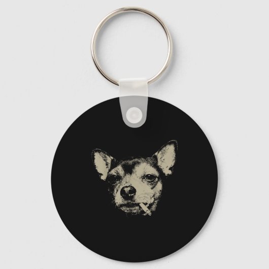 Porte-clés Mème Chihuahua Chien Fumant Cigarette (Recto)
