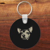 Porte-clés Mème Chihuahua Chien Fumant Cigarette (Recto)