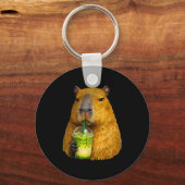 Porte-clés Mème d'amour de latte glacé matcha capybara mignon (Recto)