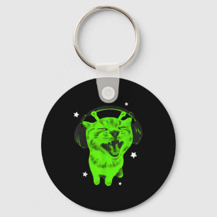 Porte-clés Mème de chat alien drôle Y2k Rétro Chat idiot Vint