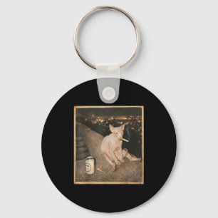 Porte-clés Mème de chat Sphynx qui fume Illustration drôle