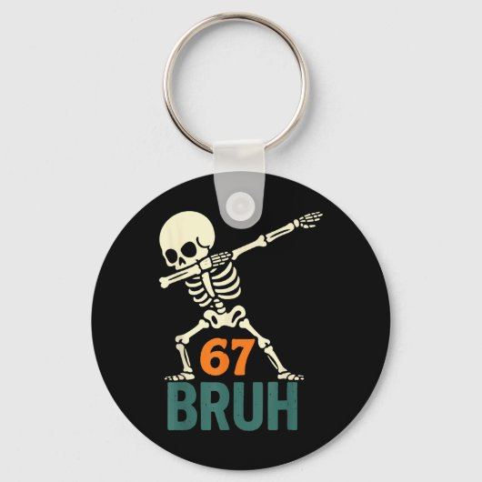 Porte-clés Mème de Halloween Bruh numéros six sept squelette  (Recto)