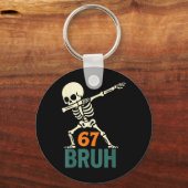 Porte-clés Mème de Halloween Bruh numéros six sept squelette  (Recto)