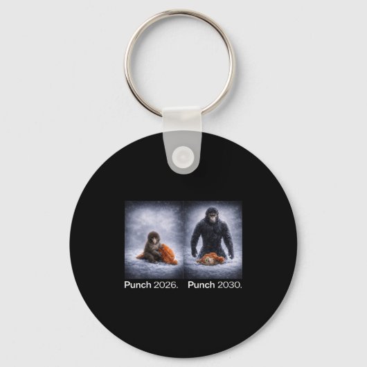 Porte-clés Mème de singe mignon punch design d'animal drôle (Recto)
