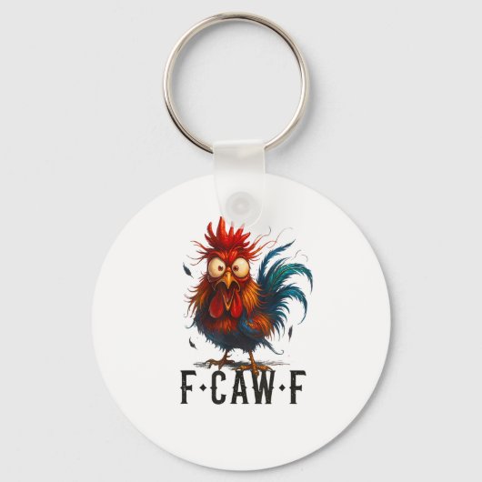 Porte-clés Mème drôle de coq de poulet F-Caw-F (Recto)