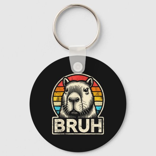 Porte-clés Mème Graphique Funny Capybara Bruh Pour Garçons Fi (Recto)