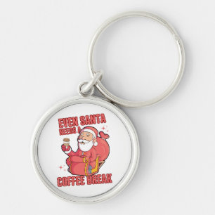 Porte-clés Même le Père Noël a besoin d'une pause-café