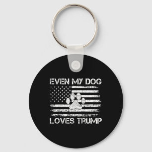 Porte-clés Même Mon Chien Aime Trump États-Unis Drapeau Élect