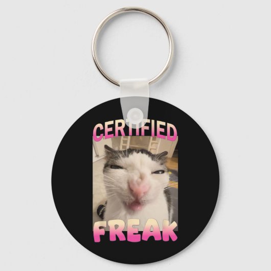Porte-clés Mème Offensive Mèmes de félin Freak Certifié Mat D (Recto)