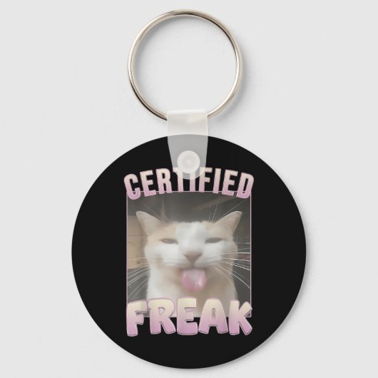 Porte-clés Mème Offensive Mèmes de félin Freak Certifié Mat D (Recto)