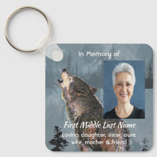 Porte-clés Mémento commémoratif d'art de loup hurlant
