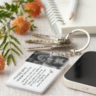 Porte-clés Mémento de citation et de photo de famille élégant