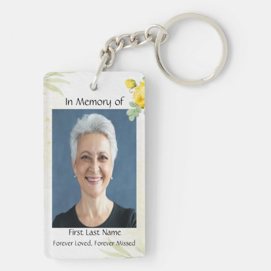 Porte-clés Mémoire chrétienne Photo Roses jaunes Fleurs de ja (Dos)