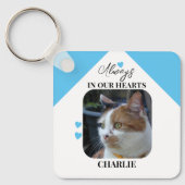 Porte-clés Mémoire de sympathie pour chat en bleu (Recto)