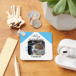 Porte-clés Mémoire de sympathie pour chat en bleu