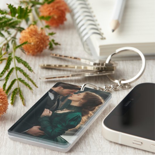Porte-clés mémoire rectangle personnalisé avec pho (Devant droit)