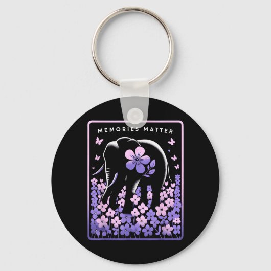 Porte-clés Mémoires Éléphant Violet Alzheimer Sensibilisation (Recto)