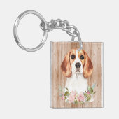 Porte-clés Mémorial Beagle & Fleurs à l'aquarelle (Devant gauche)