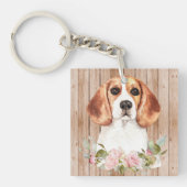 Porte-clés Mémorial Beagle & Fleurs à l'aquarelle (Devant)