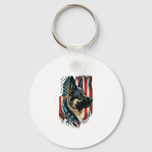 Porte-clés Memorial Day German Shepherd Drapeau américain Éta