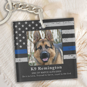 Porte-clés Mémorial du chien de police de la Ligne Bleue Minc