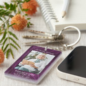 Porte-clés Mémorial en marbre violet Photo Prière funéraire (Devant droit)