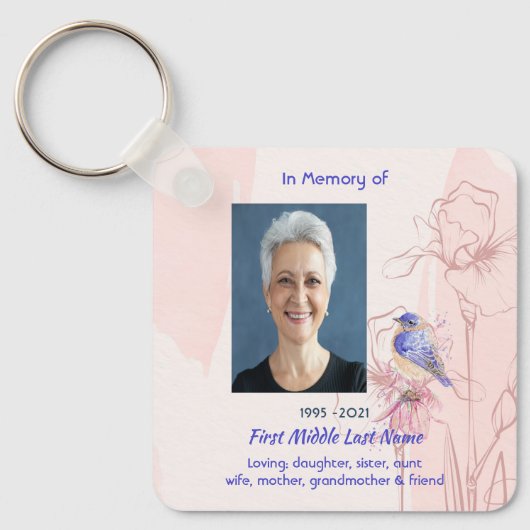 Porte-clés Memorial Keepsake Bluebird Garden (Recto)