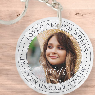 Porte-clés Memorial Love Beyond Words Élégant Photo Chic