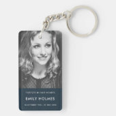 Porte-clés Mémorial moderne | Navy Blue Funeral Photo (Dos)