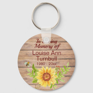 Porte-clés Mémorial Tournesol Rustique En souvenir affectueux