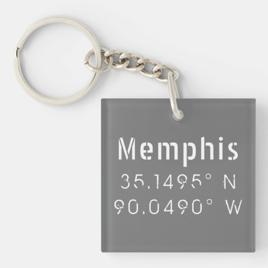 Porte-clés Memphis Tennessee Latitude de longitude (Devant)