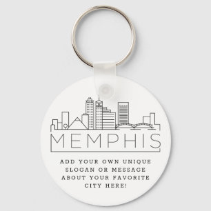 Porte-clés Memphis, TN Stylisé Skyline   Slogan personnalisé