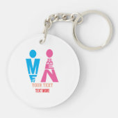 Porte-clés Men and Women Typography Icon Design – Bold Pink & (Dos)