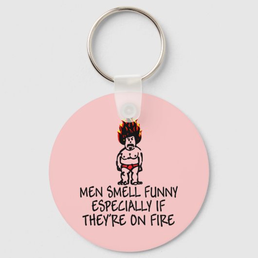 Porte-clés Men smell funny slogan keyring (Recto)
