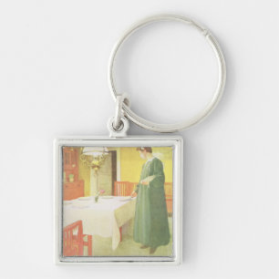 Porte-clés Ménage d'école, scène de salle à manger, pub. dans