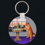 Porte-clés Menorah Cat<br><div class="desc">Le chat est donc roux, il est Ashkenazi ! Et c'est le coucher du soleil, donc il a mis son kippah, il allume les bougies et dit les prières, et se souvient qu'Un grand miracle s'est produit là.</div>