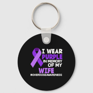 Porte-clés Mens Je Porte Du Violet En Mémoire De Ma Femme Sup