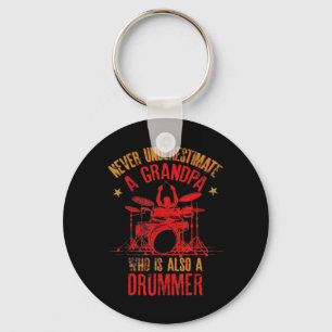 Porte-clés Mens Un Grand-Père Qui Aussi Drummer Citation Drôl