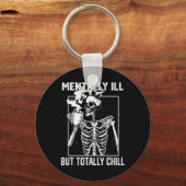 Porte-clés Mentalement Mal Mais Totalement Chill Halloween Sq (Recto)