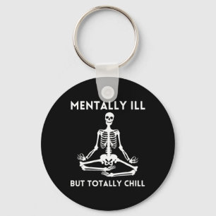 Porte-clés Mentalement Mal Mais Totalement Chill Halloween Sq