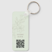 Porte-clés Menthe | Porte - clé QR floral minimal chic (Verso)